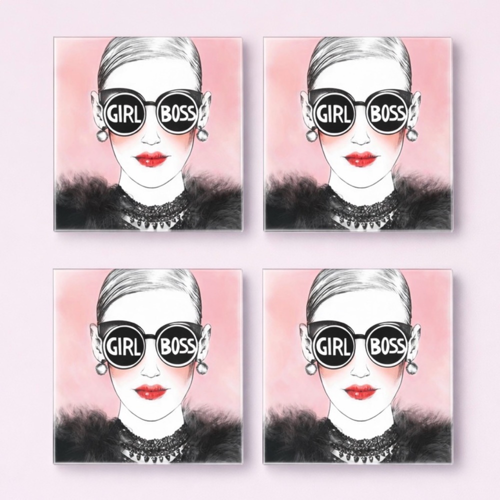 Girl Boss Glass set of 4 Coasters